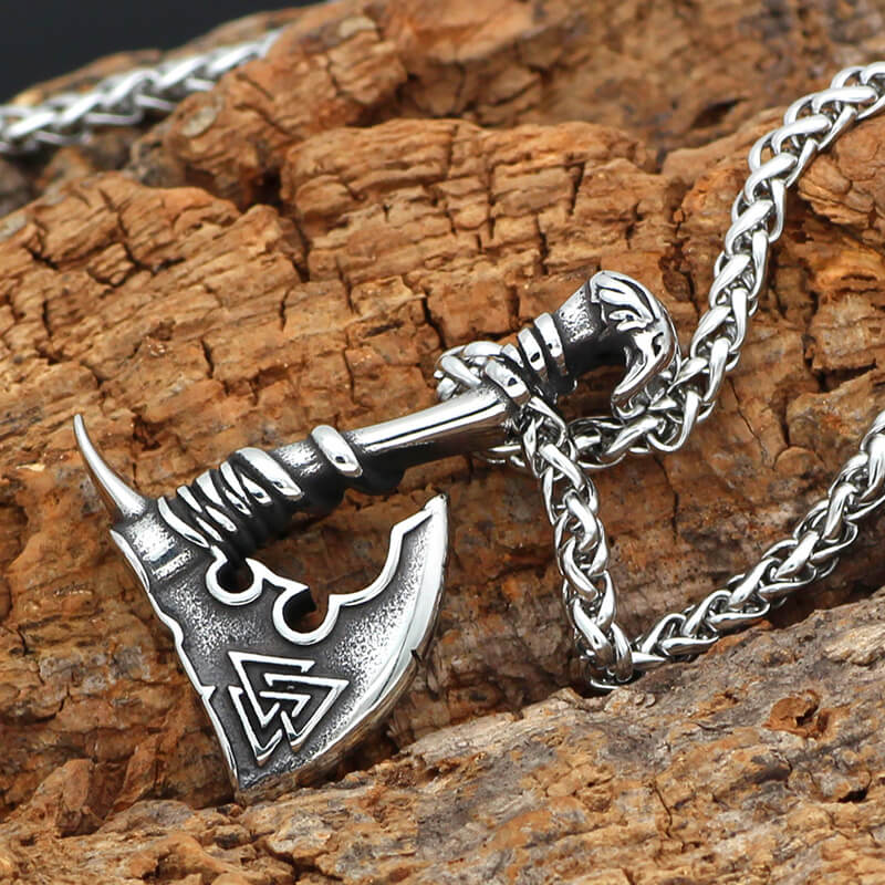 Valknut Symbol Axe Stainless Steel Viking Pendant | Gthic.com