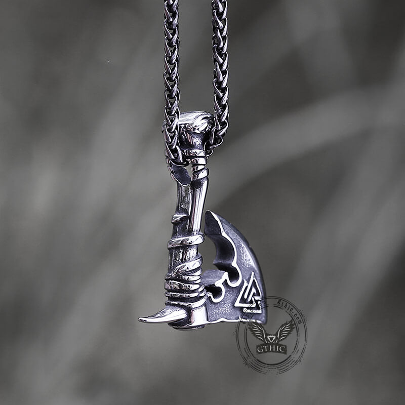 Valknut Symbol Axe Stainless Steel Viking Pendant