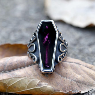Funeral Vampire Coffin Stainless Steel Skull Ring | Gthic.com