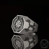 Vegvisir Celtic Knot Dragon Sterling Silver Viking Ring | Gthic.com