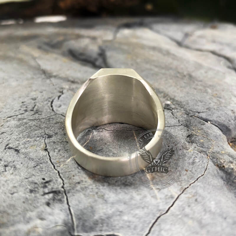 Vegvisir Celtic Knot Dragon Sterling Silver Viking Ring | Gthic.com