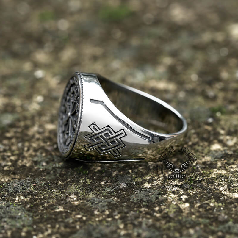 Vegvisir Celtic Knot Stainless Steel Ring