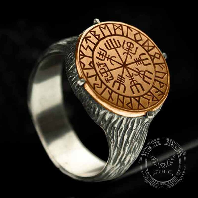 Vegvisir Compass Runes Stainless Steel Ring 03 | Gthic.com