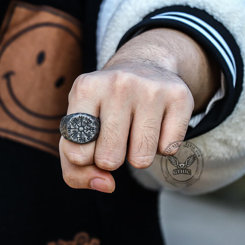 Vegvisir Magic Compass Stainless Steel Viking Ring