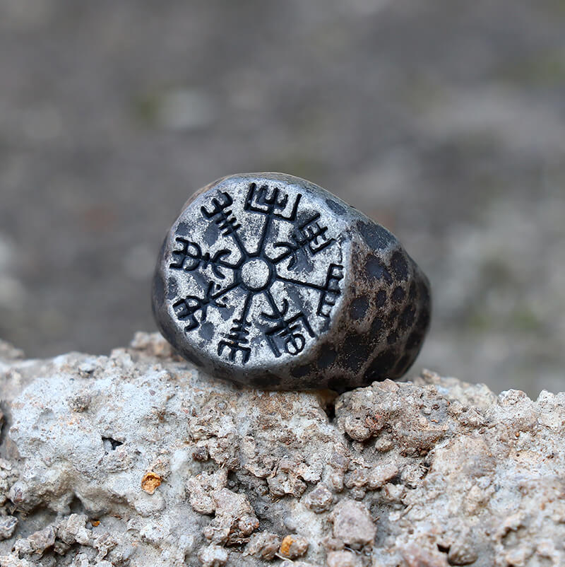 Vegvisir Magic Compass Stainless Steel Viking Ring | Gthic.com
