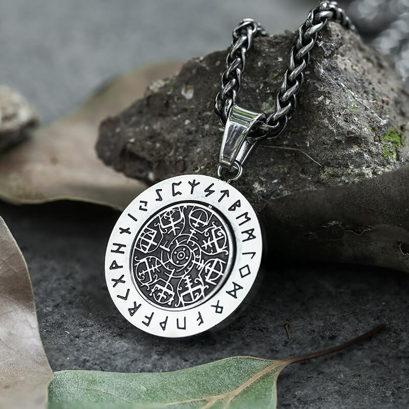 Vegvisir Runes Stainless Steel Rotating Pendant | Gthic.com