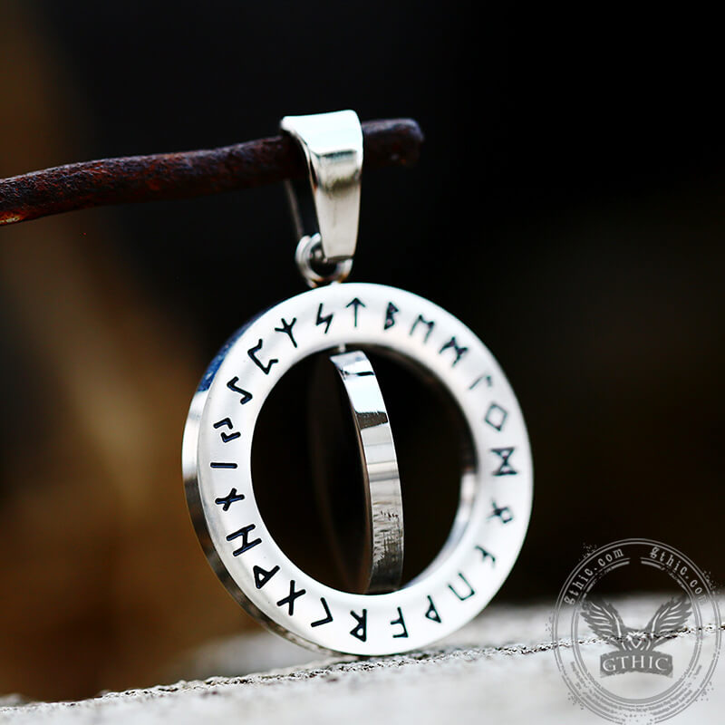 Vegvisir Runes Stainless Steel Rotating Pendant02 | Gthic.com