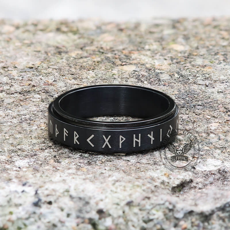 Vegvisir Runes Stainless Steel Spinner Ring | Gthic.com