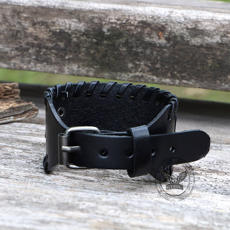 Vegvisir Runes Wristband Leather Viking Bracelet