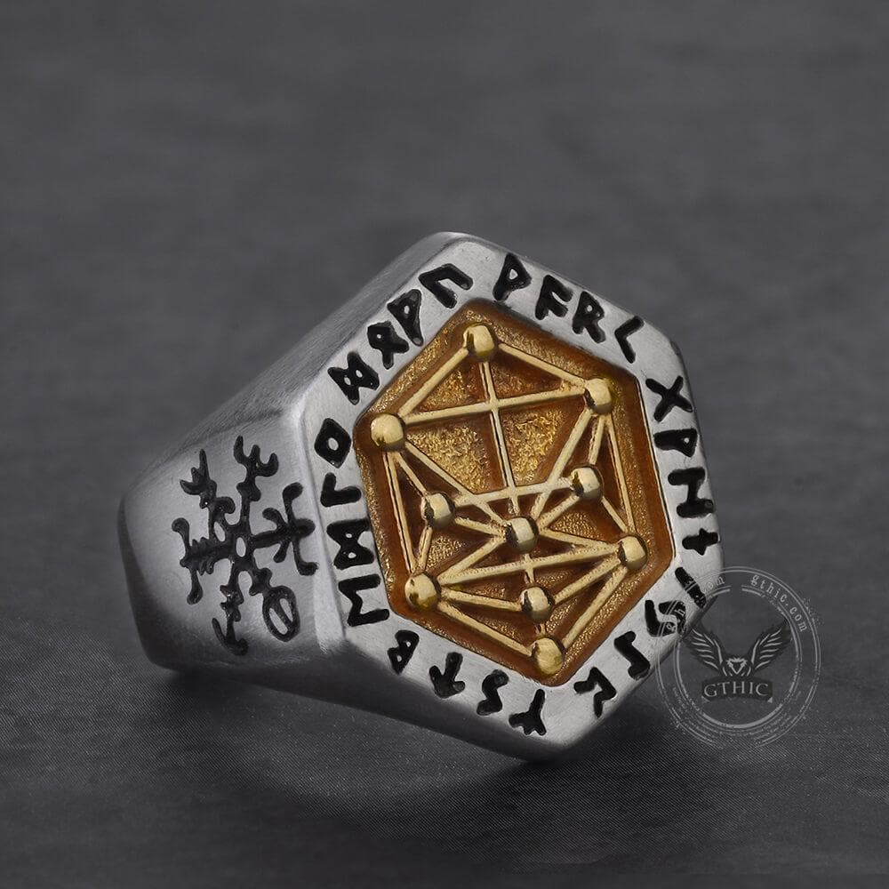 Vegvisir Totem Sterling Silver Viking Ring | Gthic.com