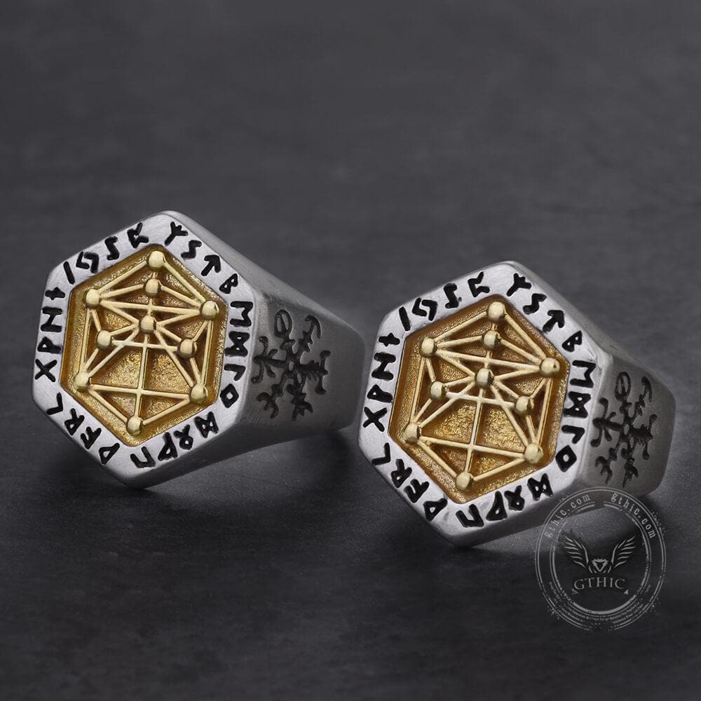Vegvisir Totem Sterling Silver Viking Ring | Gthic.com