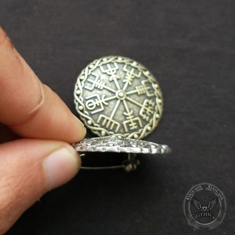 Vegvisir Viking Compass Alloy Brooch