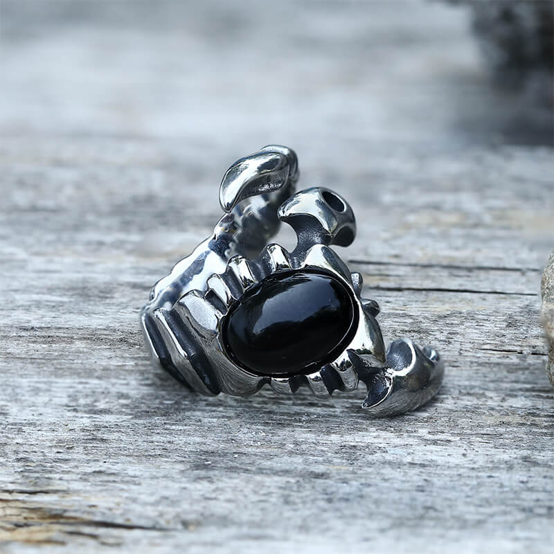 Venomous Scorpion CZ Stainless Steel Animal Ring02 black| Gthic.com