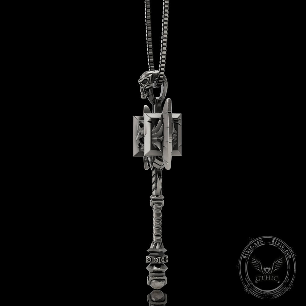 Viking  Gorehowl Tomahawk Sterling Silver Skull Pendant | Gthic.com