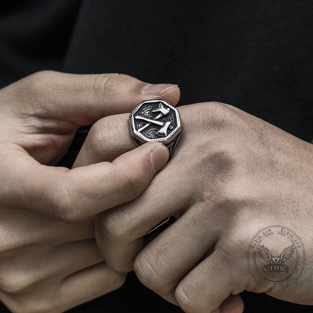 Viking Axe Stainless Steel Ring | Gthic.com