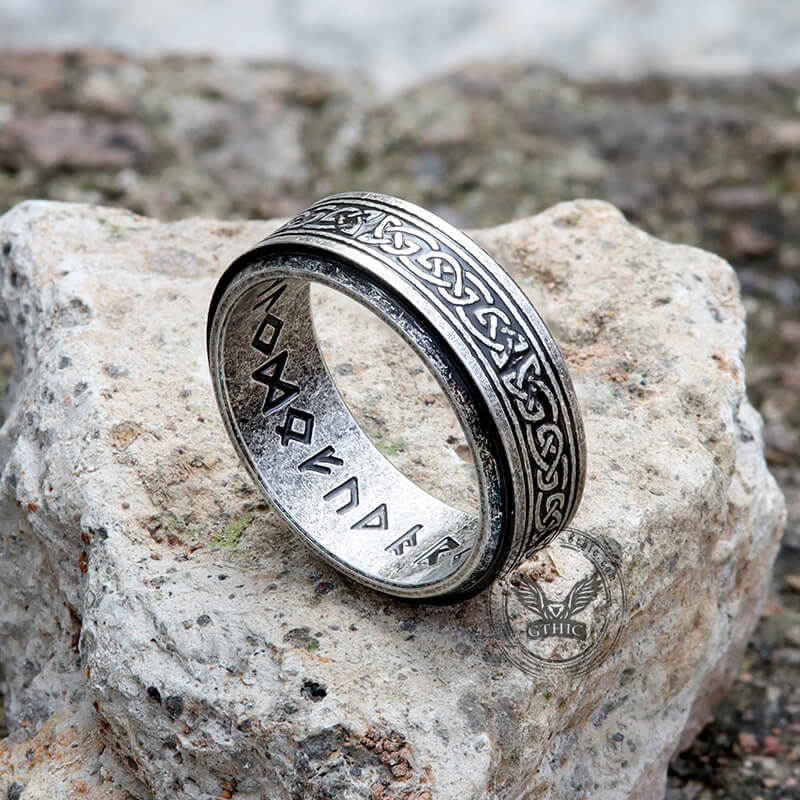 Viking Celtic Knot Stainless Steel Spinner Ring 06 | Gthic.com