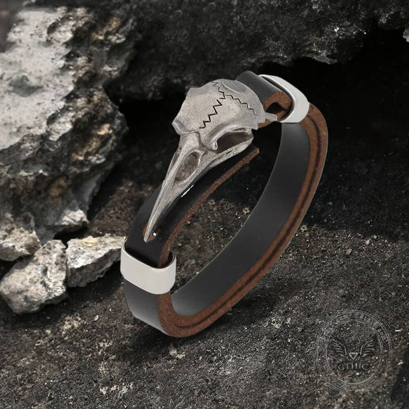 Viking Crow Head Stainless Steel Bracelet | Gthic.com