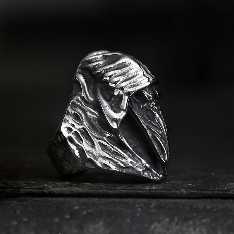 Viking Ravens Hugin Stainless Steel Ring03 | Gthic.com