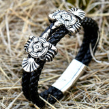 Viking Ravens Stainless Steel Braided Bracelet01 | Gthic.com