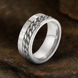 Viking Runes Stainless Steel Chain Spinner Ring | Gthic.com