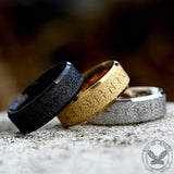 Viking Runes Stainless Steel Frosted Ring | Gthic.com