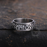 Viking Runes Stainless Steel Spinner Ring