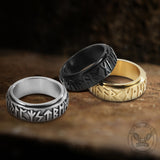 Viking Runes Stainless Steel Spinner Ring02 | Gthic.com
