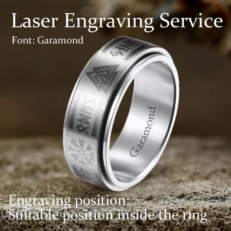 Viking Symbol Stainless Steel Spinner Ring