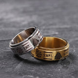 Viking Symbol Rotatable Stainless Steel Ring 04 gold | Gthic.com