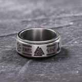 Viking Symbol Rotatable Stainless Steel Ring 06 silver | Gthic.com