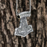 Viking Totem Thor’s Hammer Stainless Steel Pendant | Gthic.com