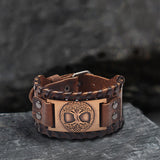 Viking Tree of Life Alloy Leather Bracelet | Gthic.com
