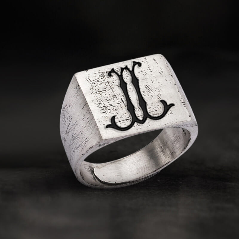 Vintage 26 Alphabet Sterling Silver Ring