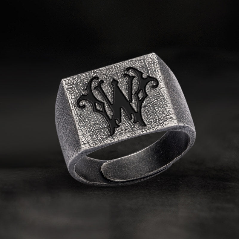 Vintage 26 Alphabet Sterling Silver Ring