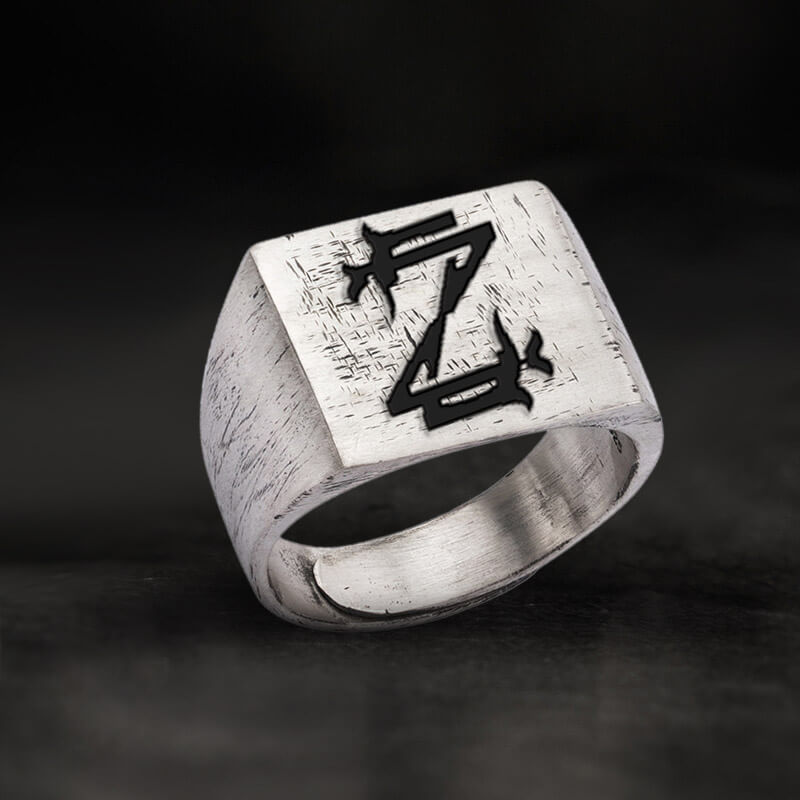 Vintage 26 Alphabet Sterling Silver Ring