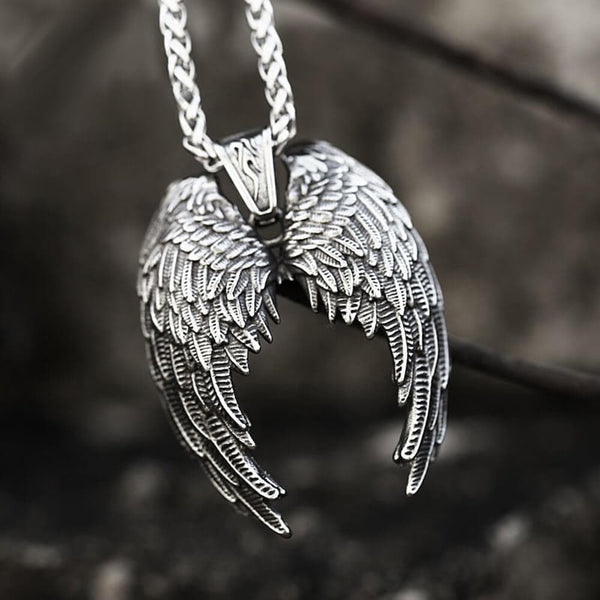 Vintage Angel Wings Stainless Steel Pendant 01 | Gthic.com