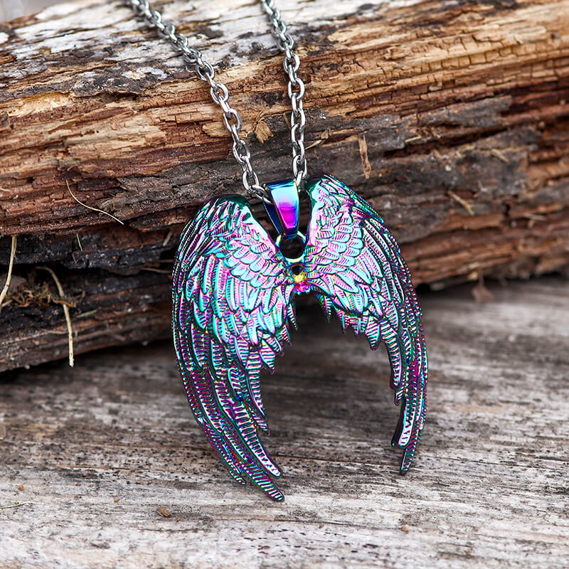 Vintage Angel Wings Stainless Steel Pendant | Gthic.com