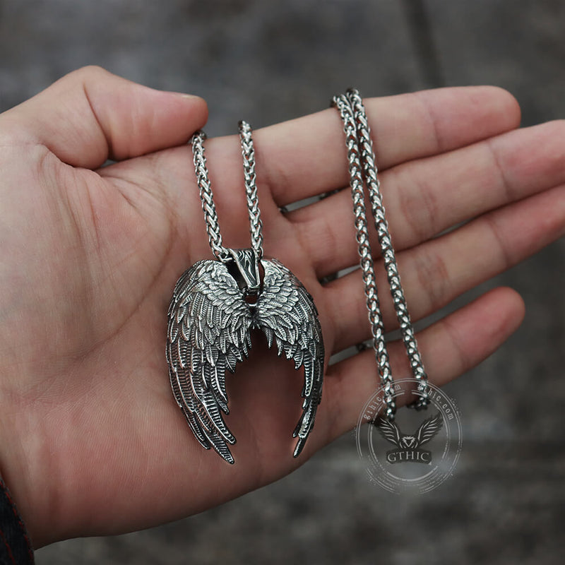 Vintage Angel Wings Stainless Steel Pendant 02 | Gthic.com