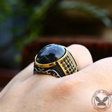 Vintage Black Stone Stainless Steel Gemstone Ring | Gthic.com