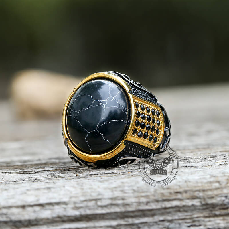 Oval Shaped Black Stone Engagement Ring | LUO