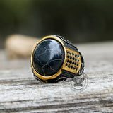 Vintage Black Stone Stainless Steel Gemstone Ring | Gthic.com