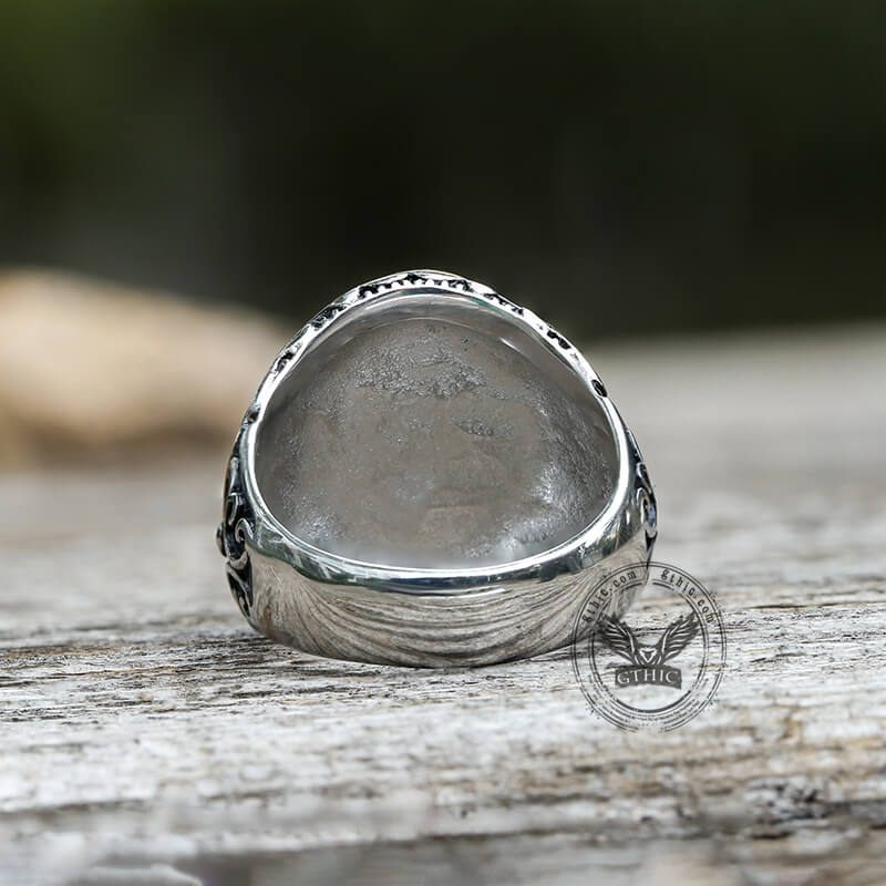 Vintage Black Stone Stainless Steel Gemstone Ring