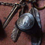 Vintage Buffalo Nickel Leather Scarf Ring brown 02 black | Gthic.com