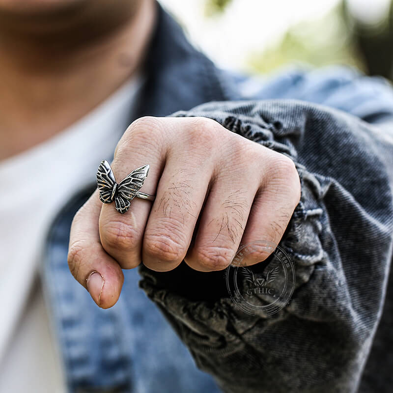 Vintage Butterfly Stainless Steel Animal Ring