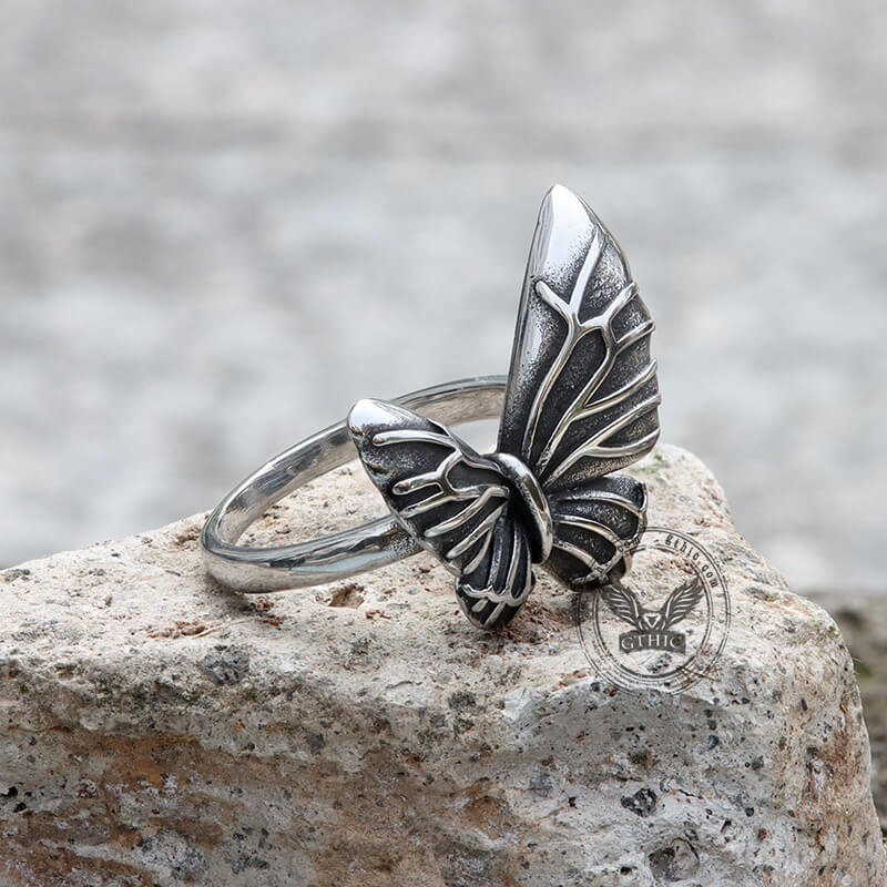 Vintage Butterfly Stainless Steel Animal Ring | Gthic.com