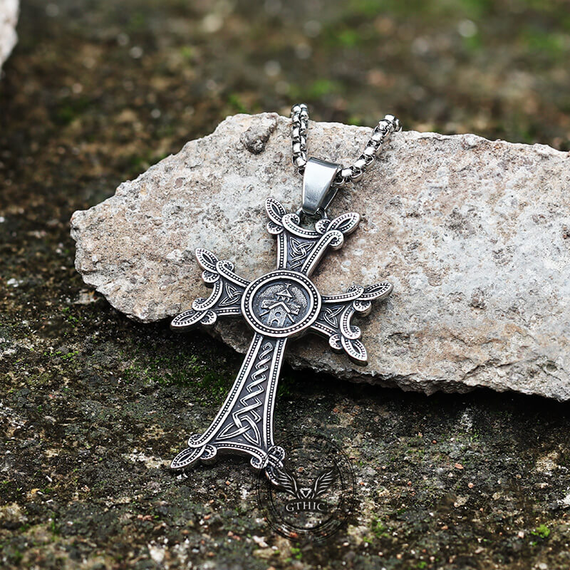 Vintage Celtic Cross Stainless Steel Viking Pendant | Gthic.com