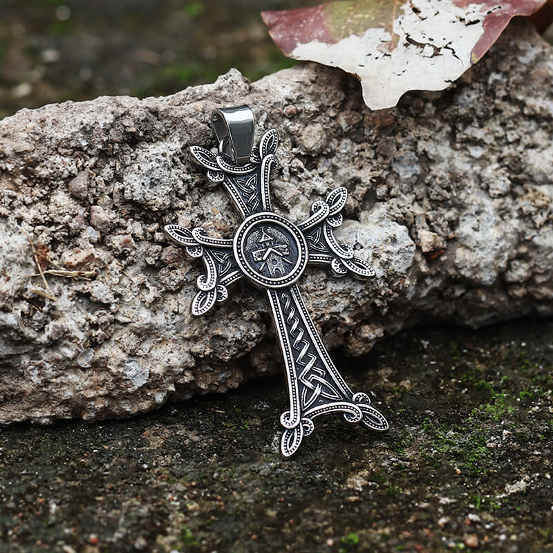 Vintage Celtic Cross Stainless Steel Viking Pendant | Gthic.com