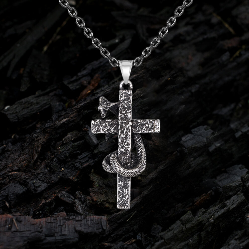 Vintage Celtic Dragon Stainless Steel Cross Pendant 01 | Gthic.com