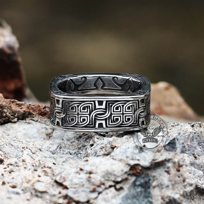 Fahonie Celtic Knot Ring For Men - 316L Stainless Steel Ring, IP 18K Gold Plated