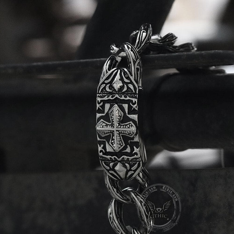 Vintage Cross Pattern Stainless Steel Bracelet